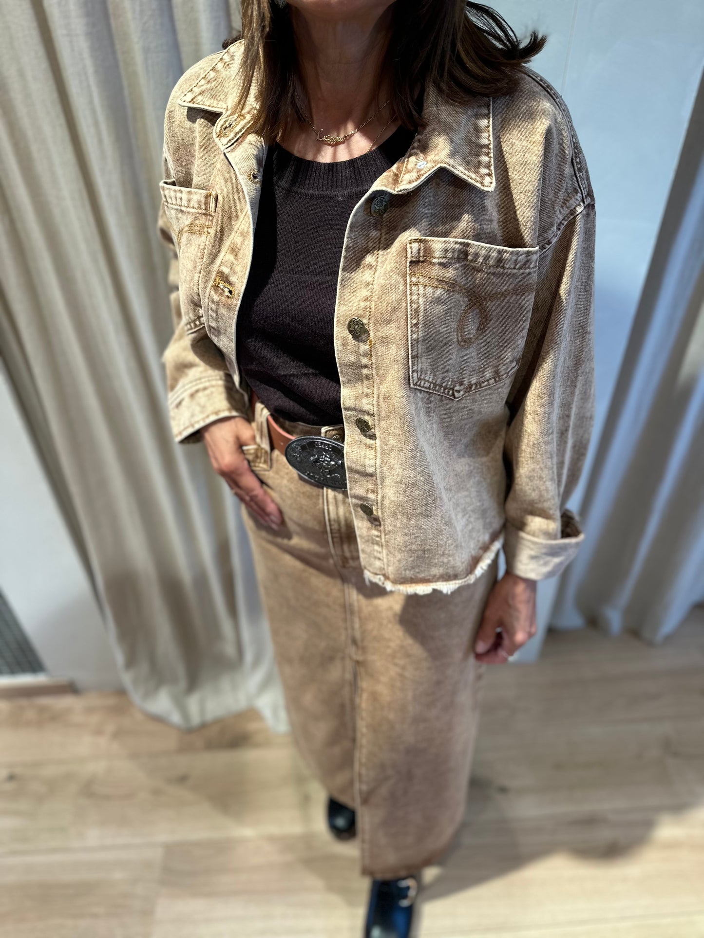 Veste denim - camel