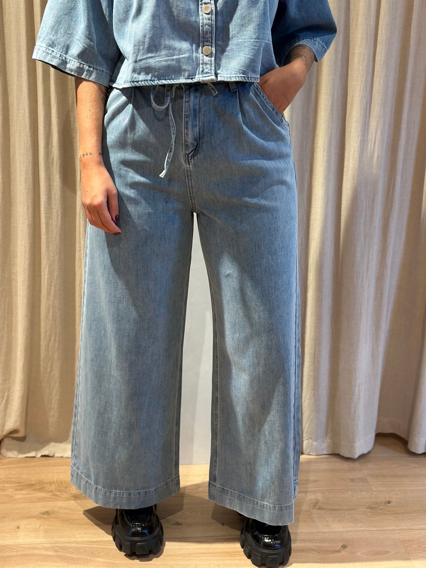 Jeans pompom - Sky blue
