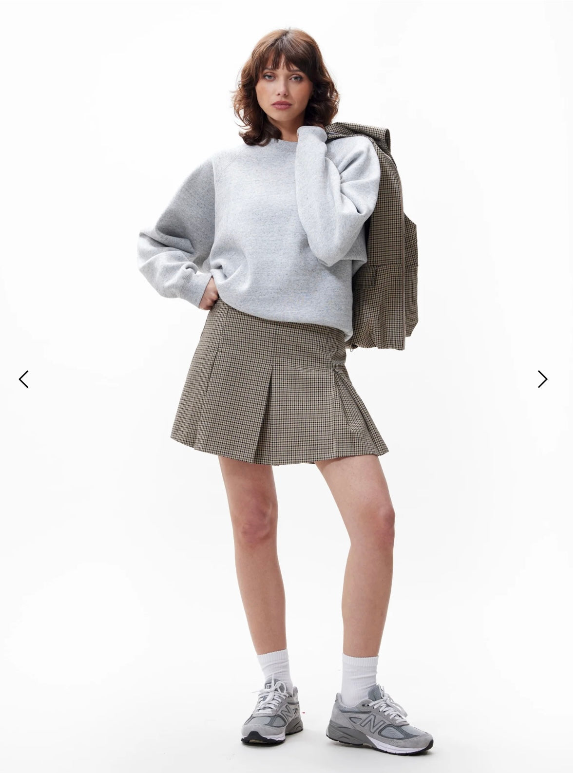 Pleated Check skirt - brown