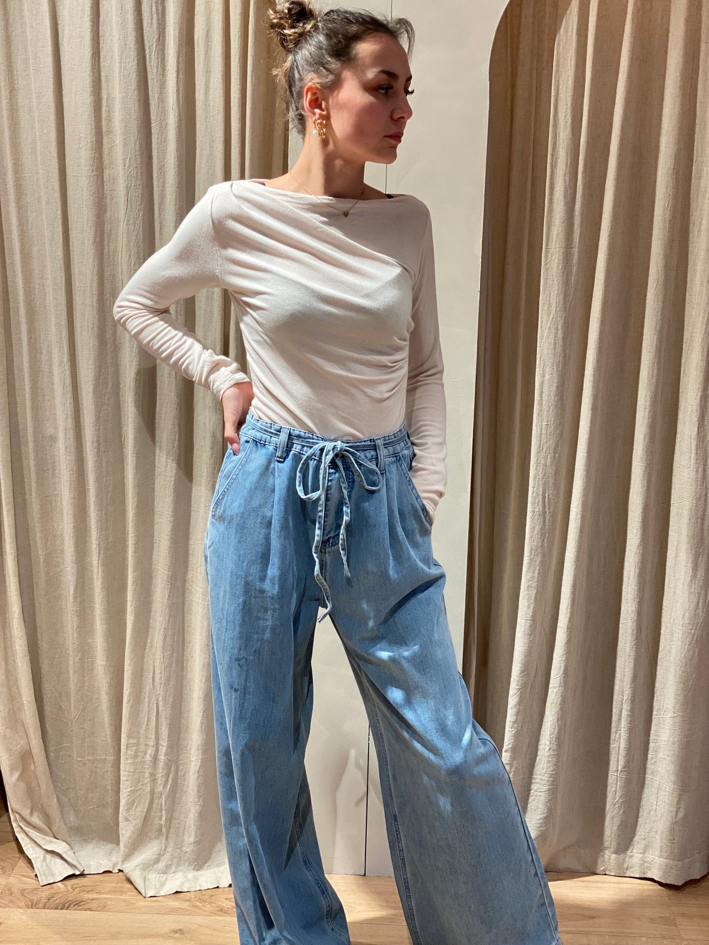 Jeans pompom - Sky blue