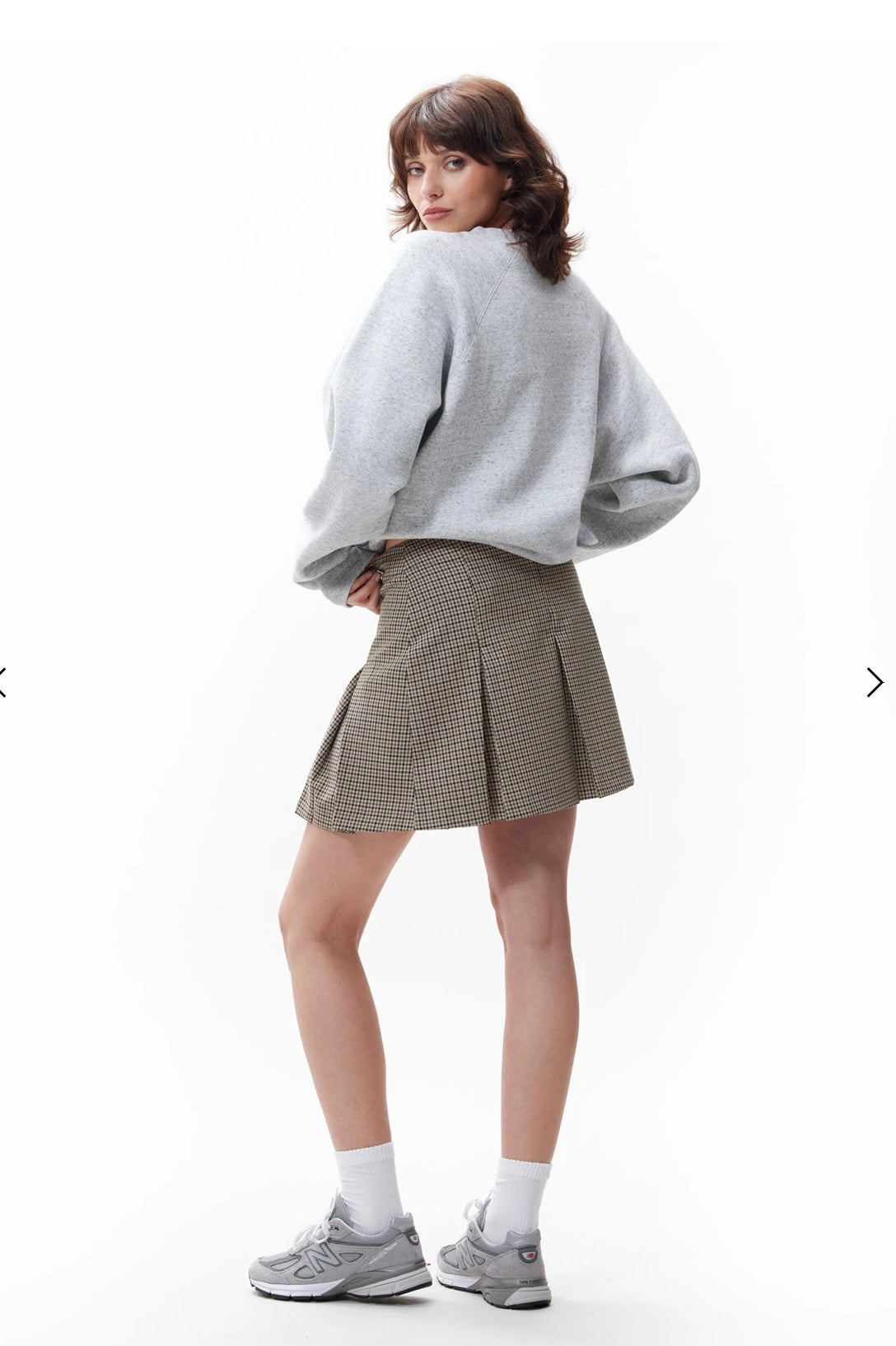 Pleated Check skirt - brown