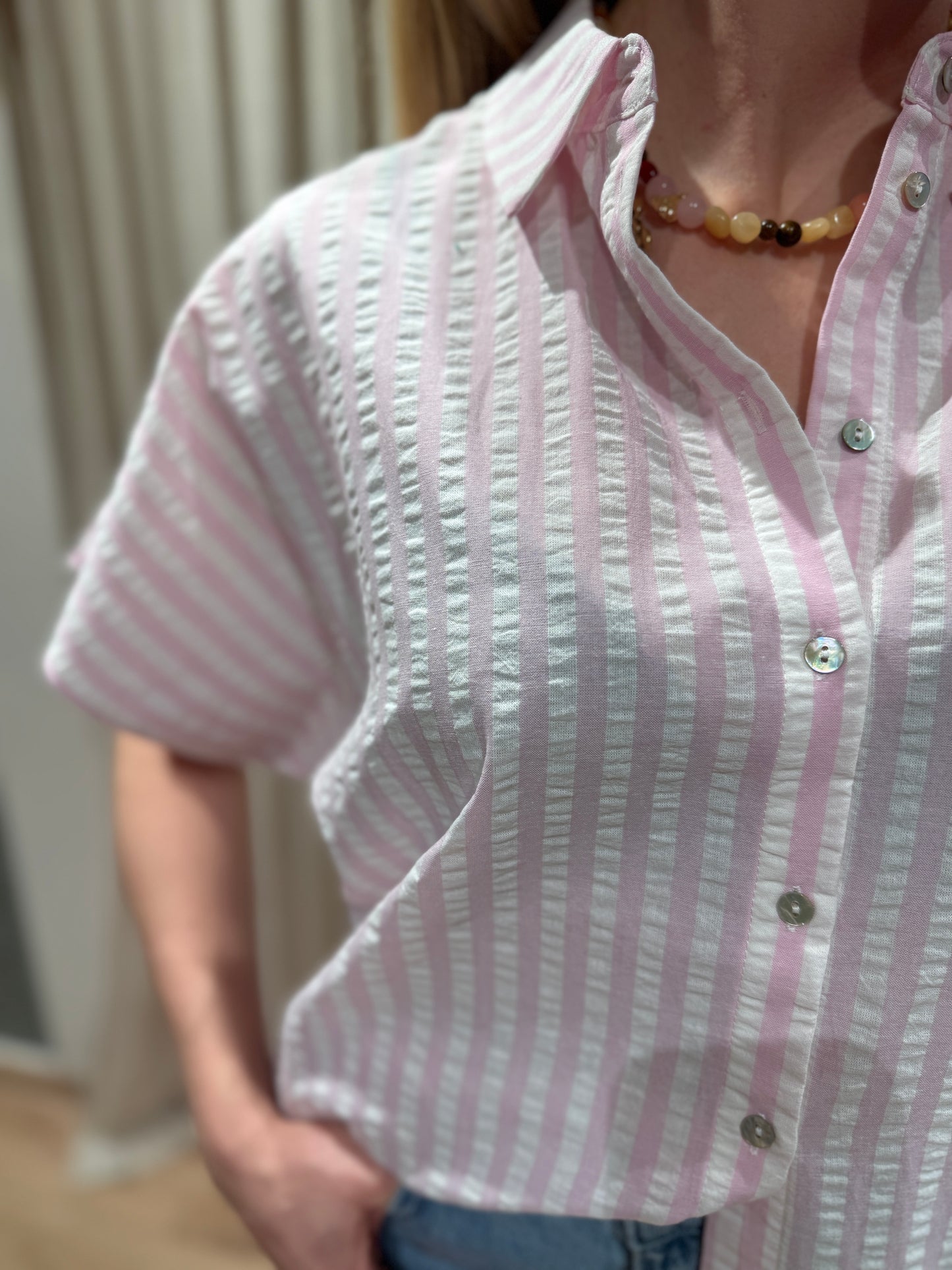 Blouse Caraibes - rayures roses