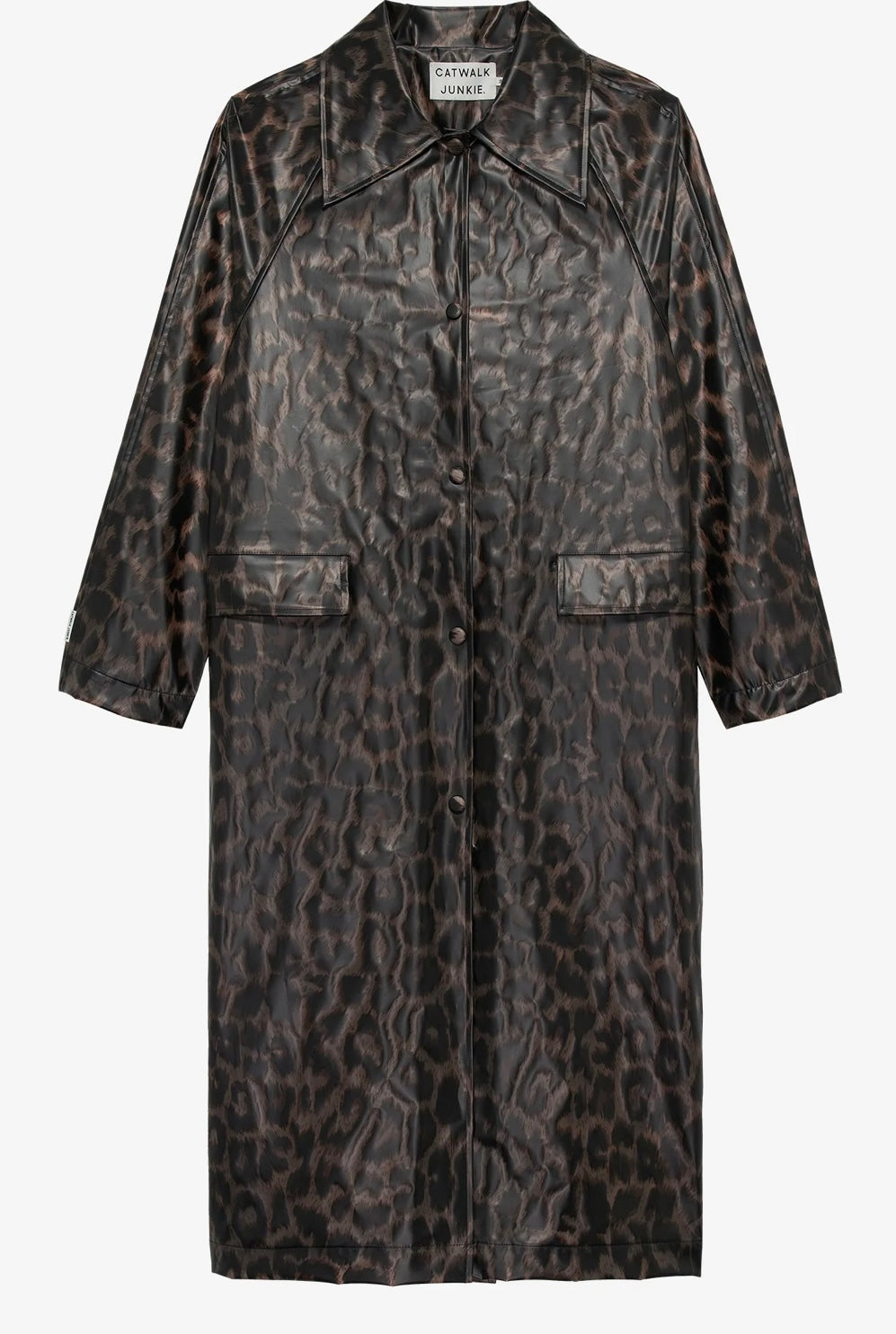 Leopard long raincoat - grey