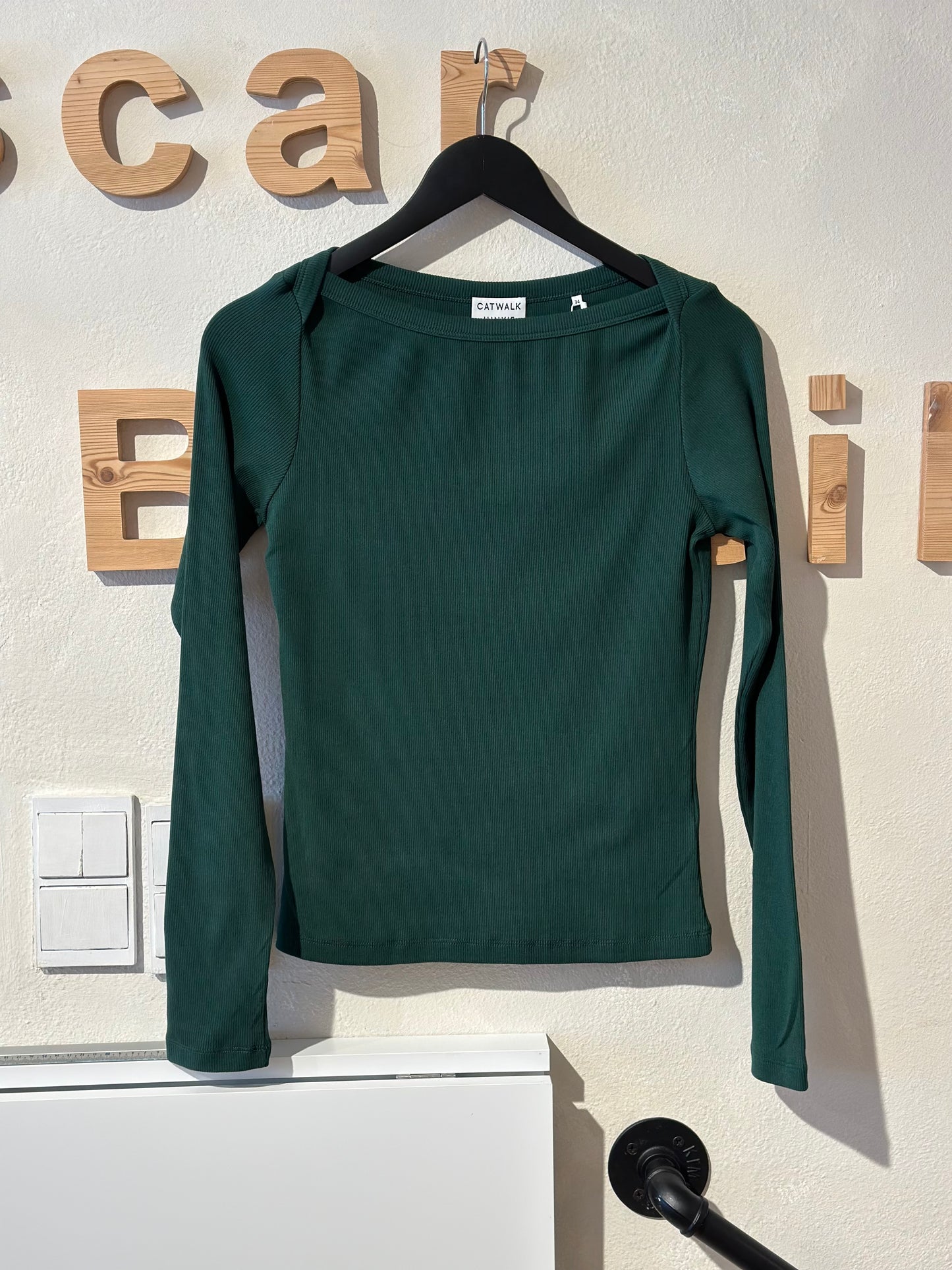 Boatneck rib long sleeve - pine Forest