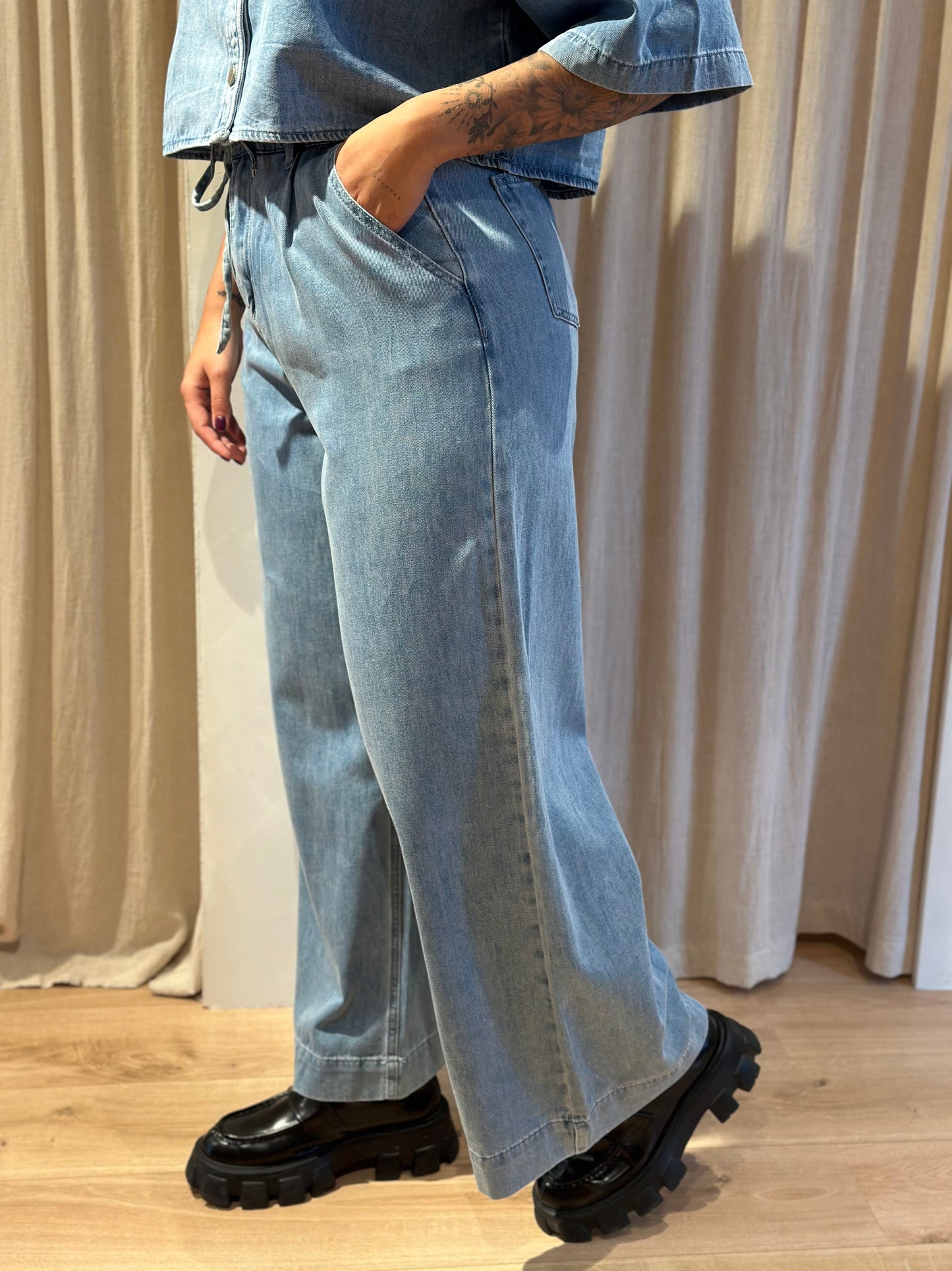 Jeans pompom - Sky blue