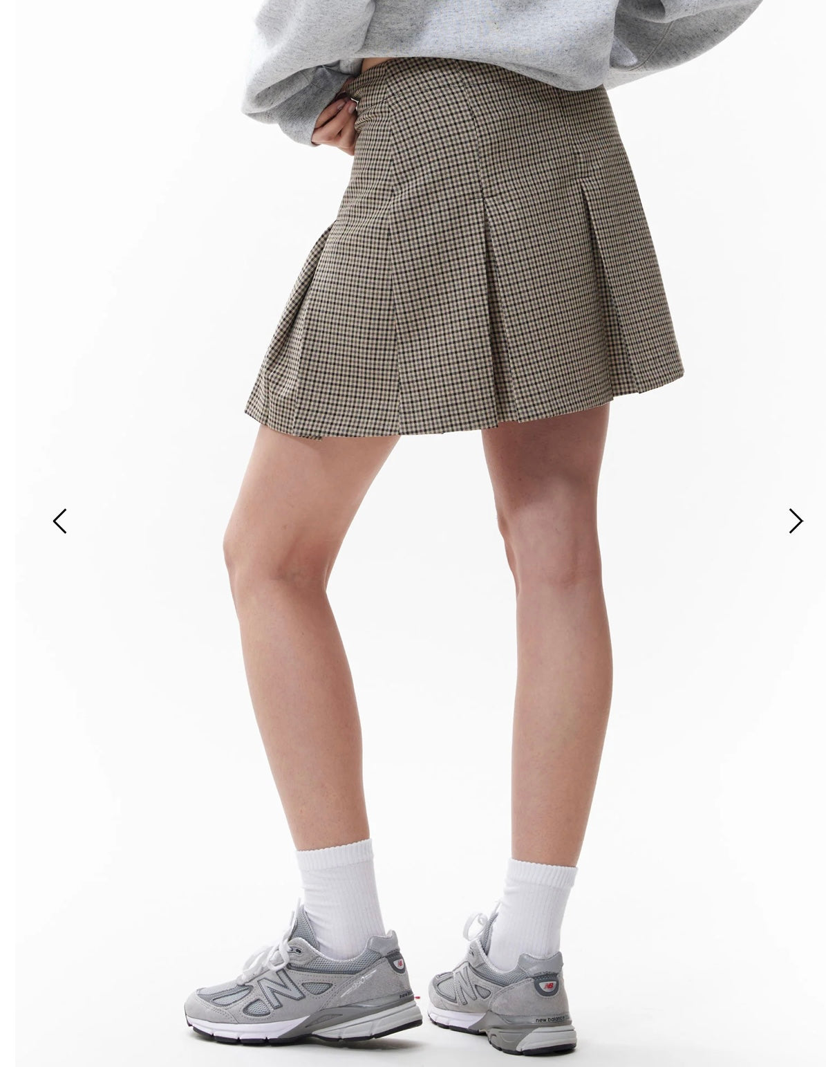 Pleated Check skirt - brown
