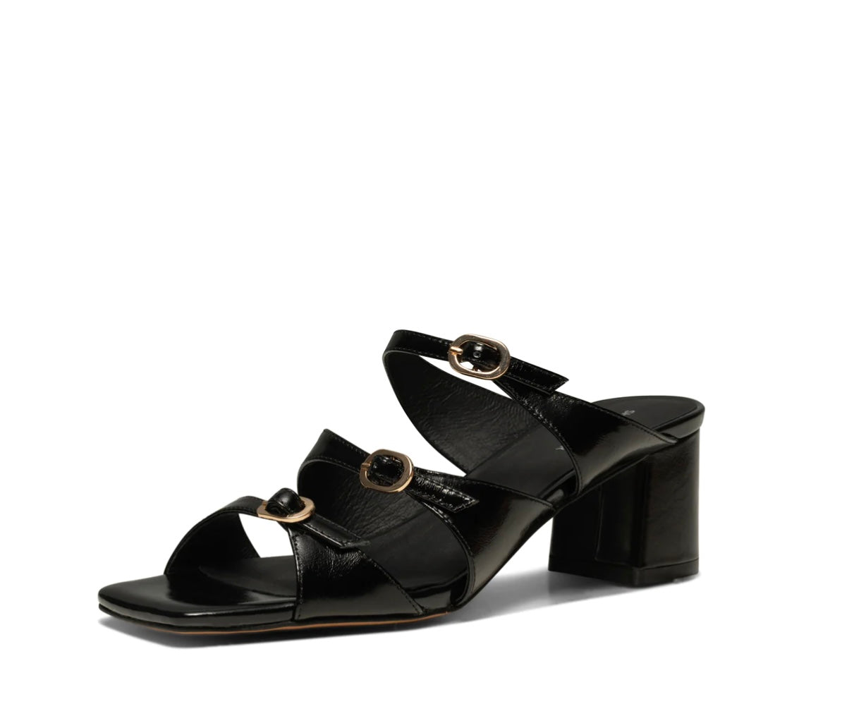 HANNA BUCKLE MULE LEATHER - BLACK