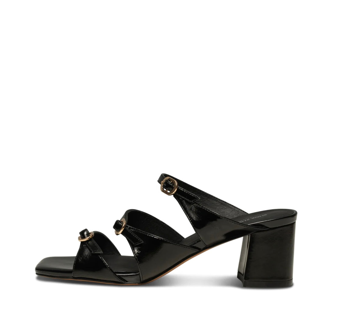HANNA BUCKLE MULE LEATHER - BLACK