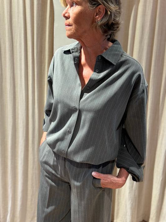 Pinstripe blouse - grey