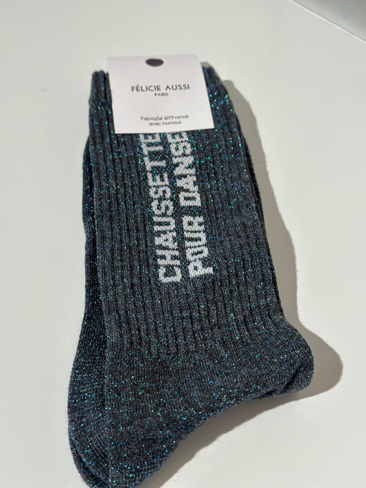 Chaussettes POUR DANSER paillettes - anthracite