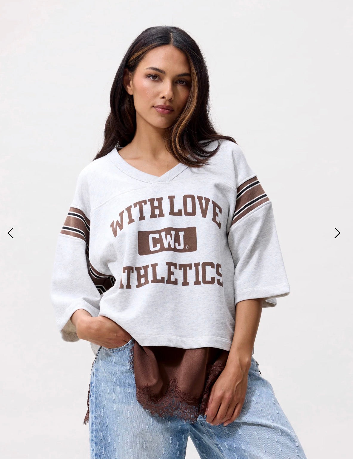 Sporty graphic short sleeve sweater - Light grey