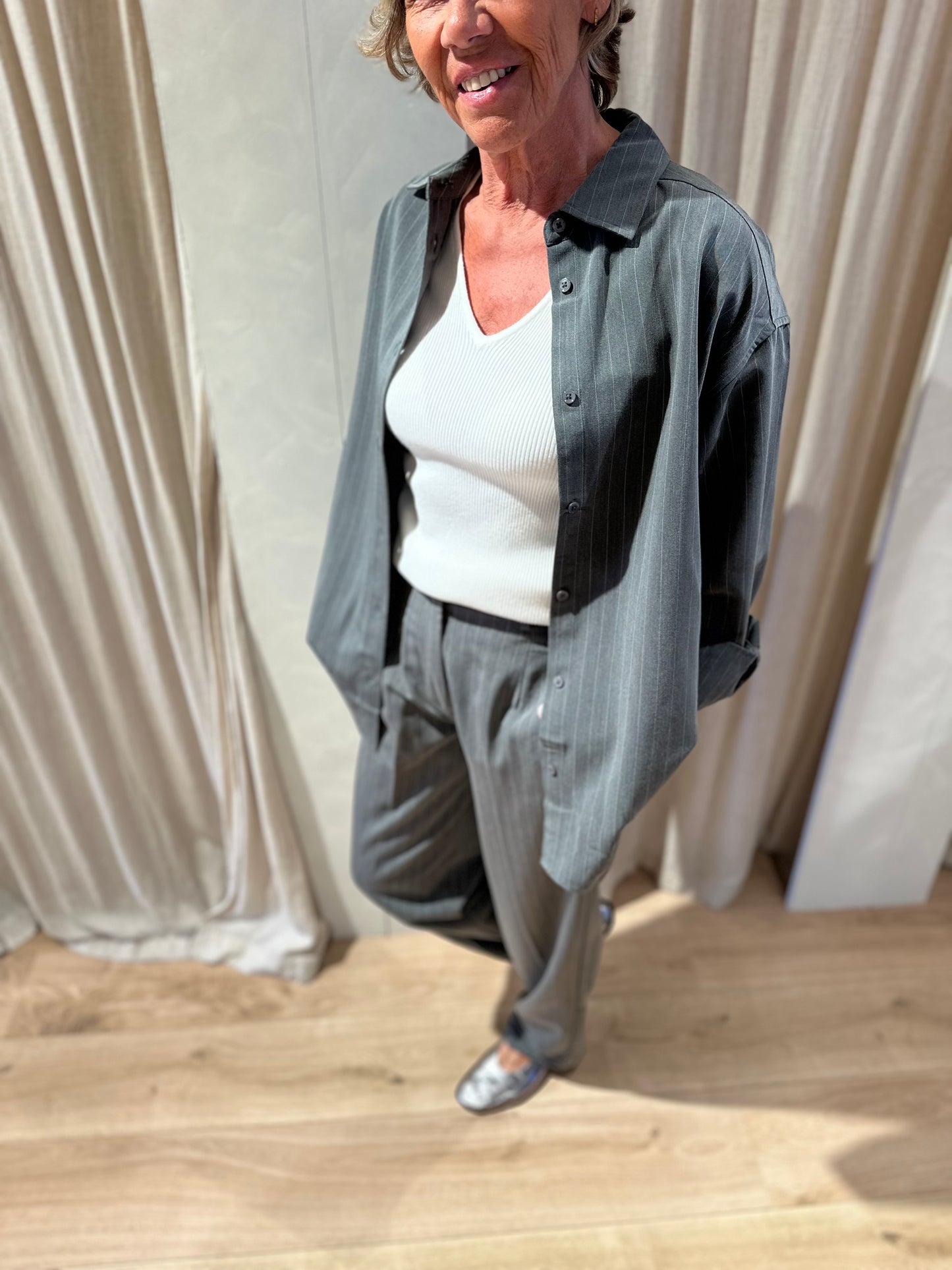 Pinstripe blouse - grey