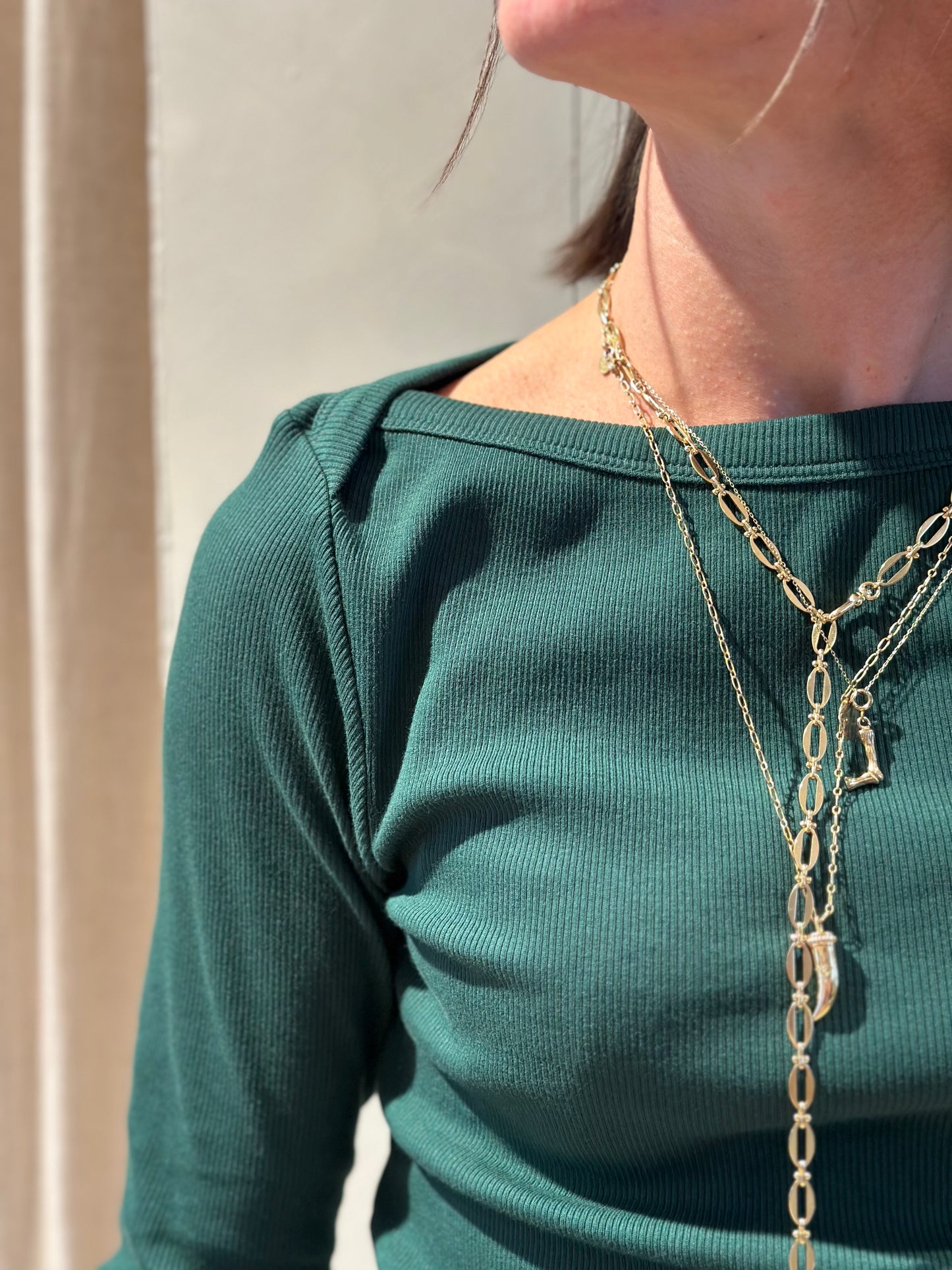Boatneck rib long sleeve - pine Forest