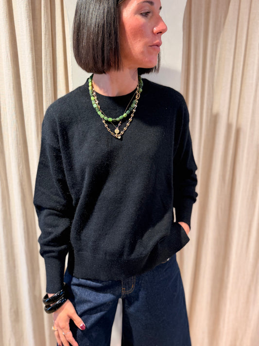 Pullover with slits Aurora - black