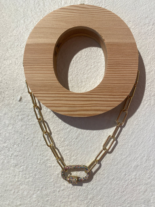 Collier gold strass