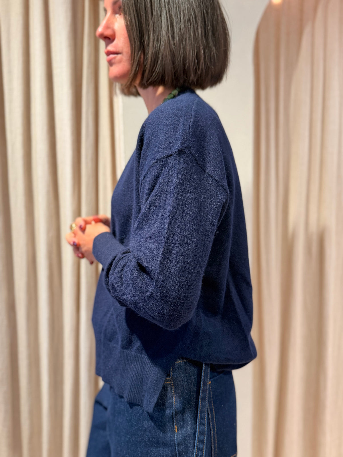 Pullover with slits Aurora - navy blue