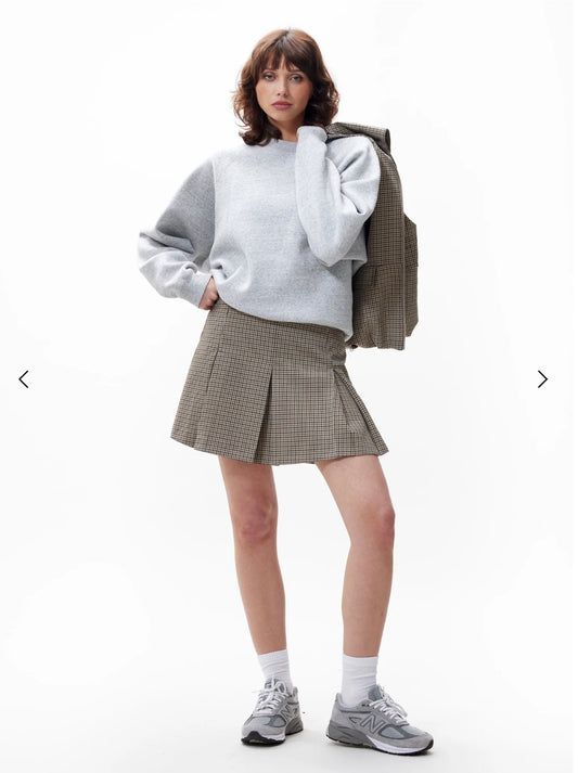 Pleated Check skirt - brown