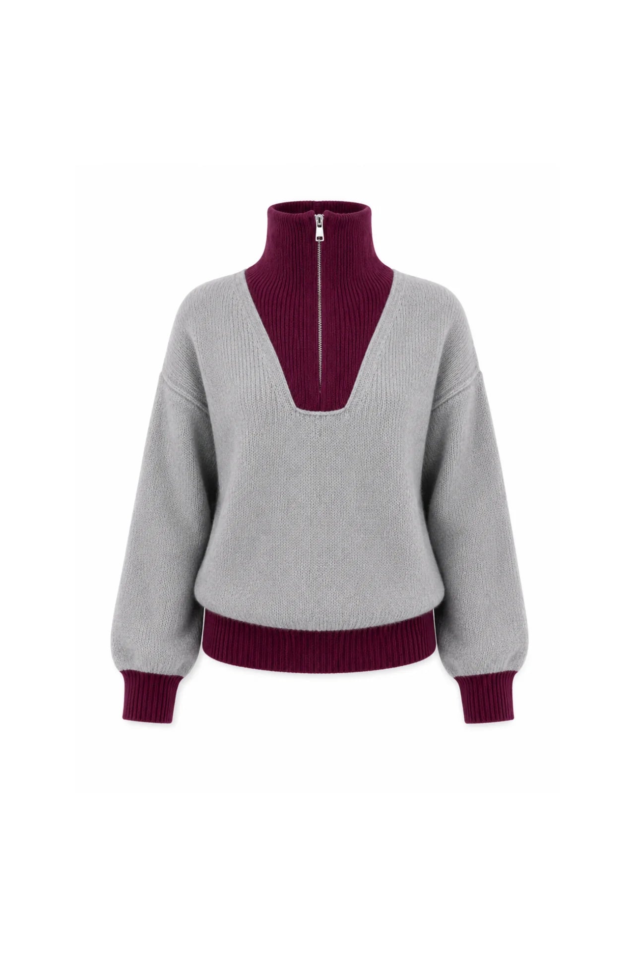 Pullover trucker-neck Breckenridge II - pearl grey/wine