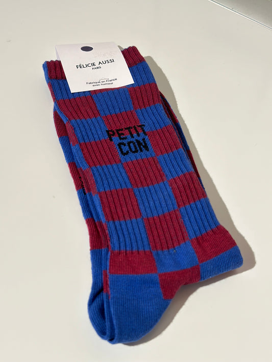 Chaussettes PETIT CON - damier bleu prune