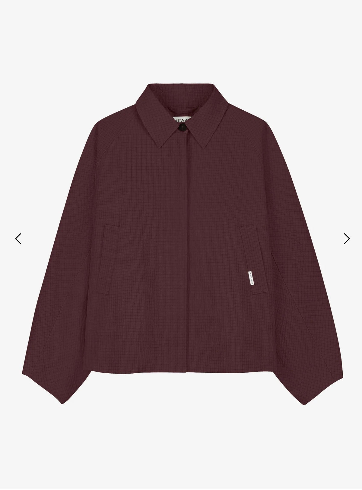 Check cape jacket plum