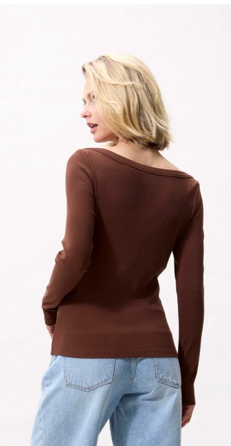 Boatneck rib long sleeve - Rocky Road