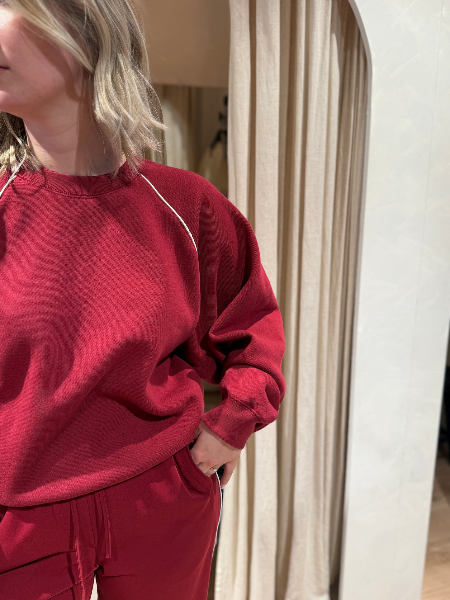 Graphic sweater with piping