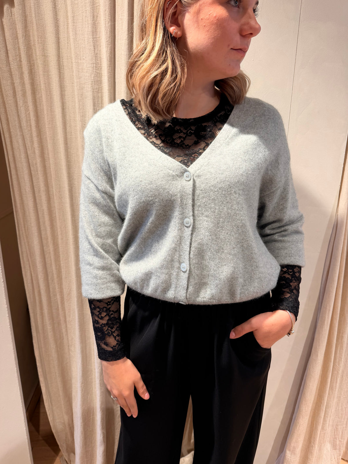 Cardigan Aspen - pearl grey