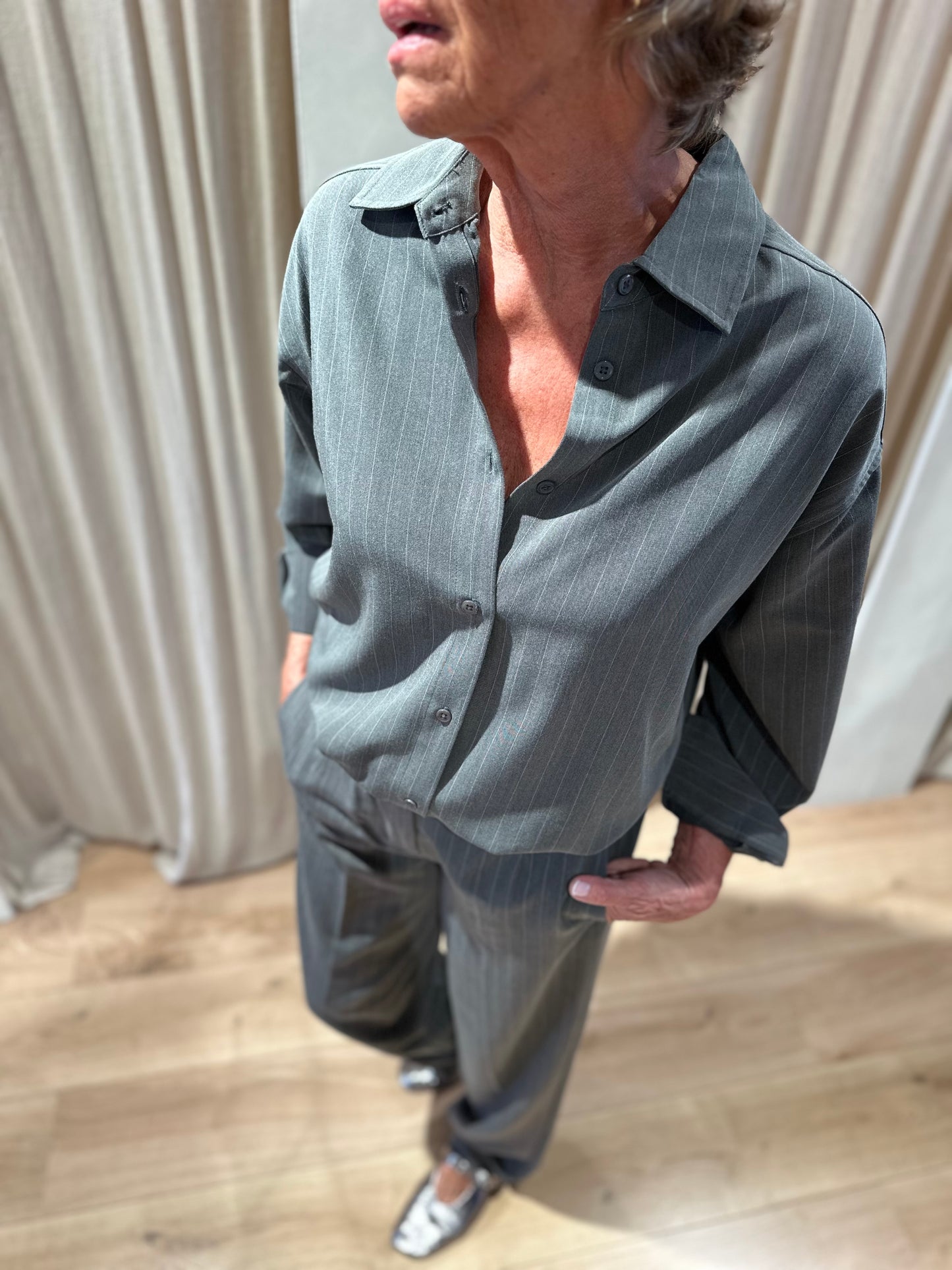 Pinstripe blouse - grey