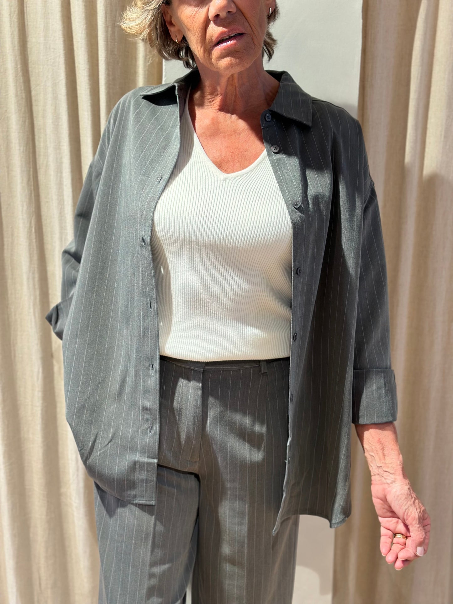 Pinstripe blouse - grey