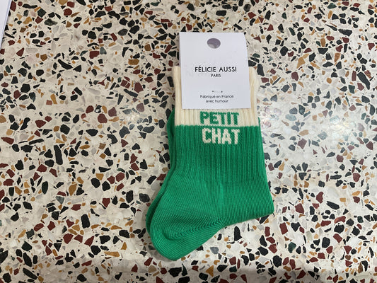 Chaussettes PETIT CHAT bicolore vert - 27/30