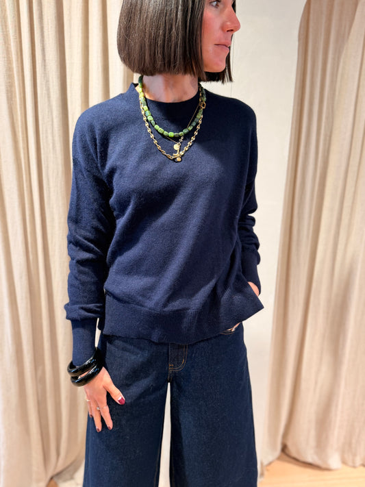 Pullover with slits Aurora - navy blue