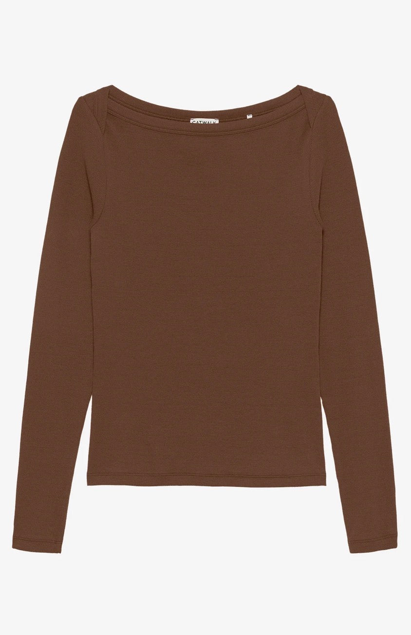 Boatneck rib long sleeve - Rocky Road