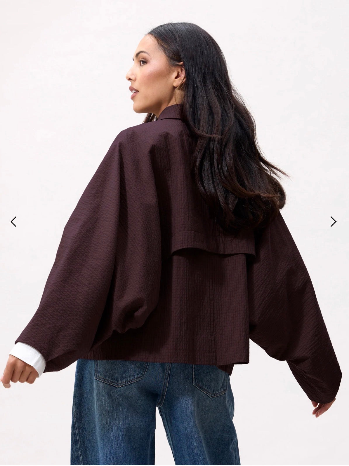Check cape jacket plum