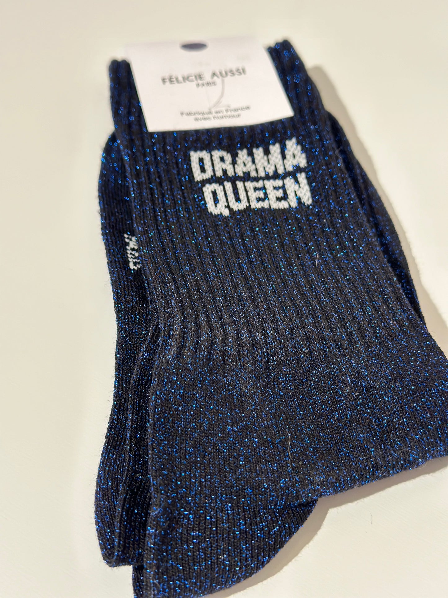 Chaussettes DRAMA QUEEN paillettes - noir