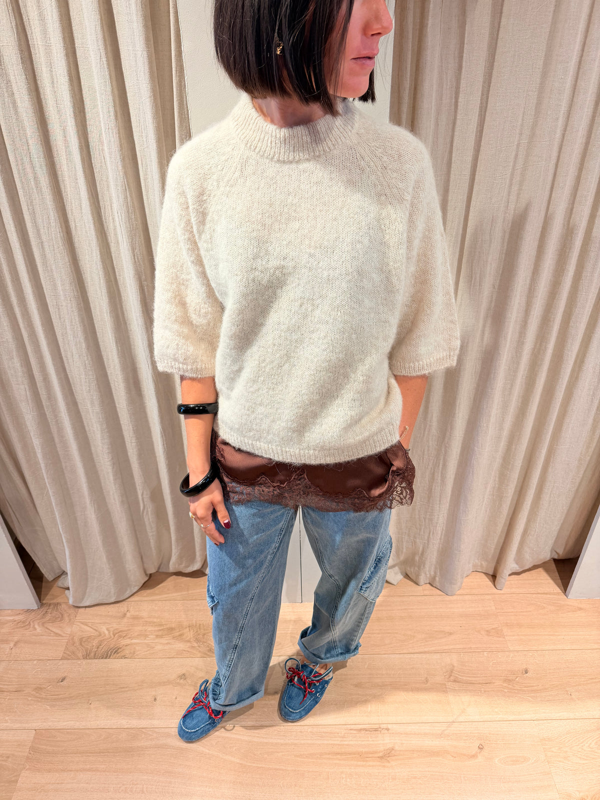 sweater 3/4 sleeves wide Kahoni - mottled beige