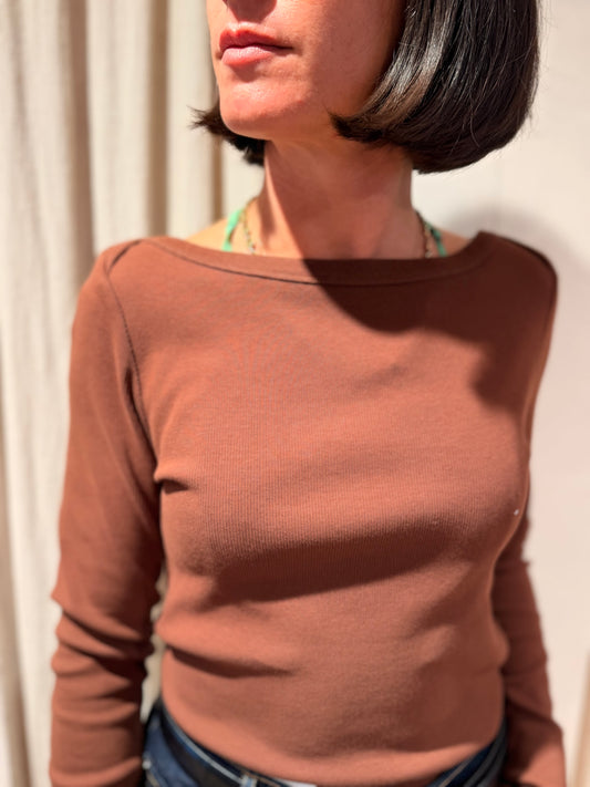 Boatneck rib long sleeve - Rocky Road