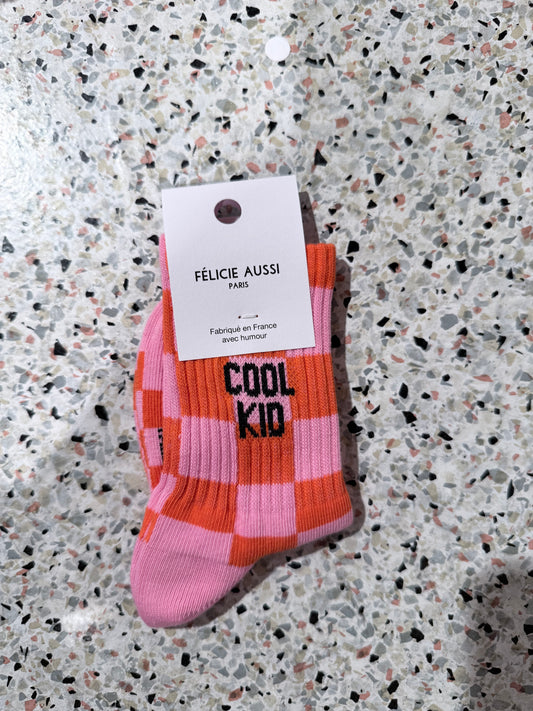Chaussettes COOL KID damier rose - 27/30