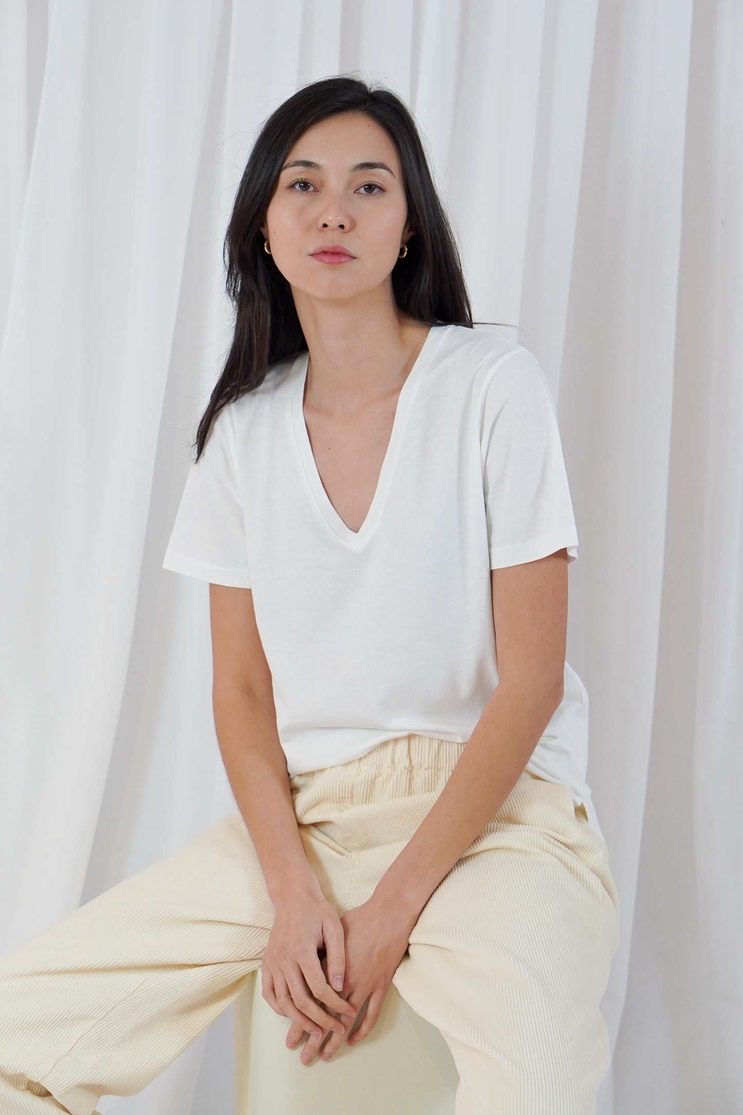 T-shirt v-neck Kings - white