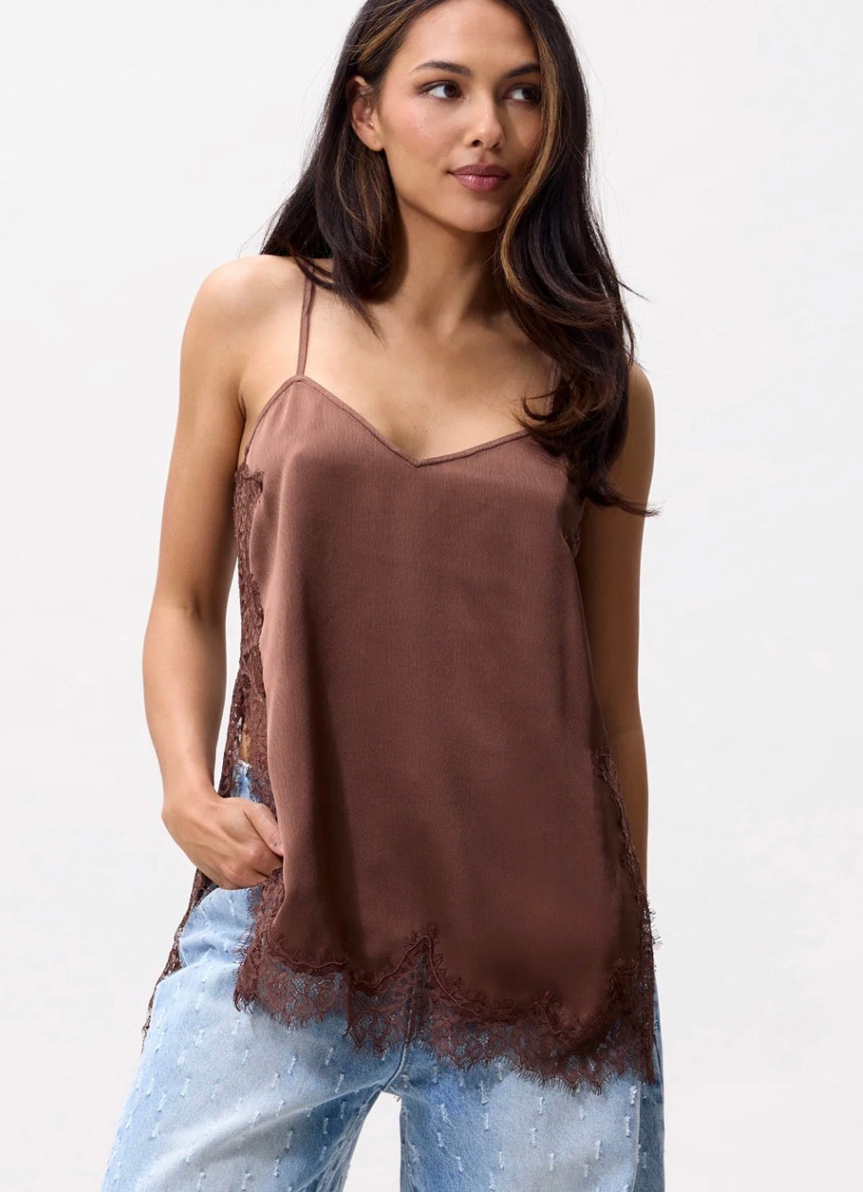 Lace spaghetti top - Rocky Road