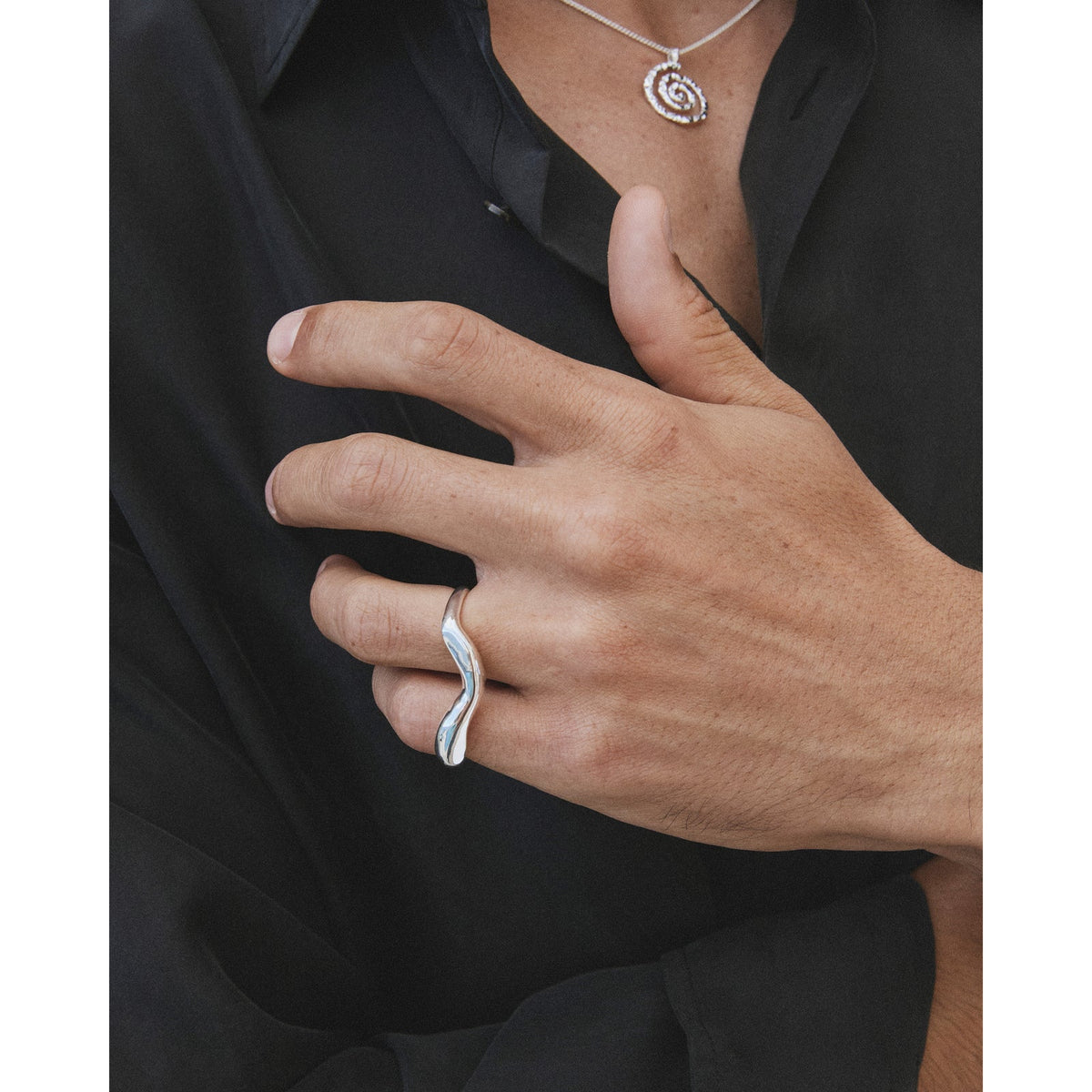 Bague double EVON plaquée argent