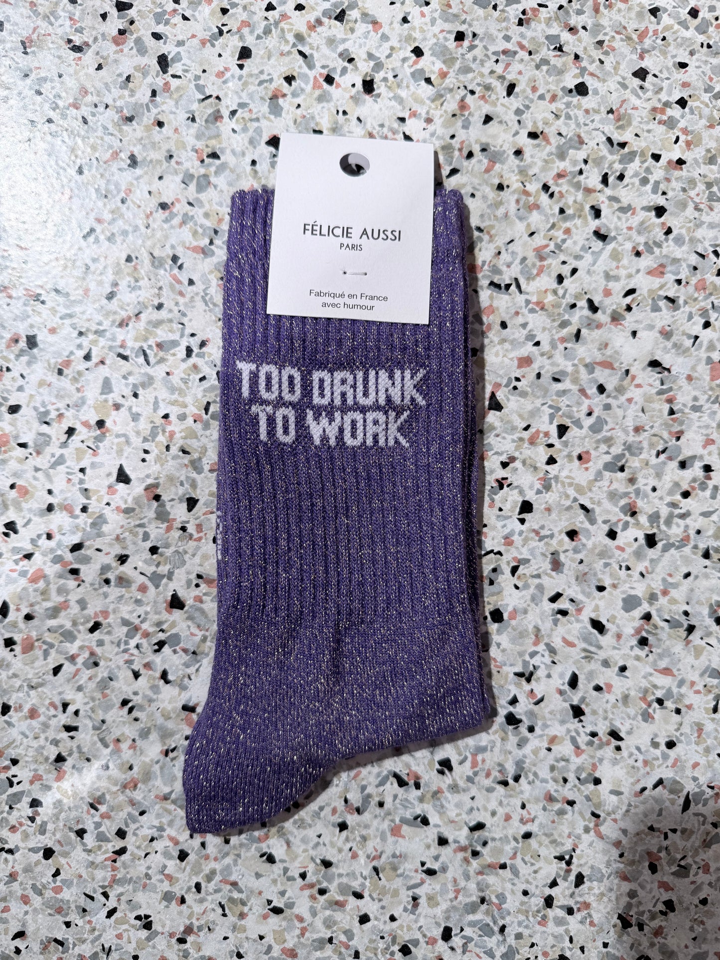 Chaussettes TOO DRUNK TO WORK paillettes - 36/40