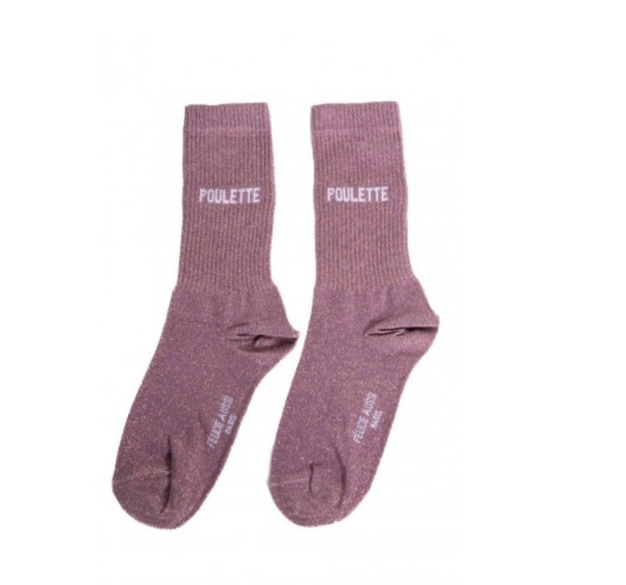 Chaussettes POULETTE paillettes - raisin