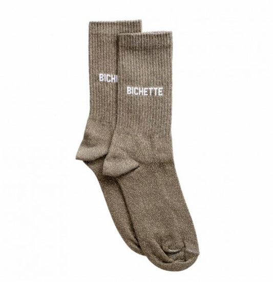 Chaussettes BICHETTES paillettes - marron