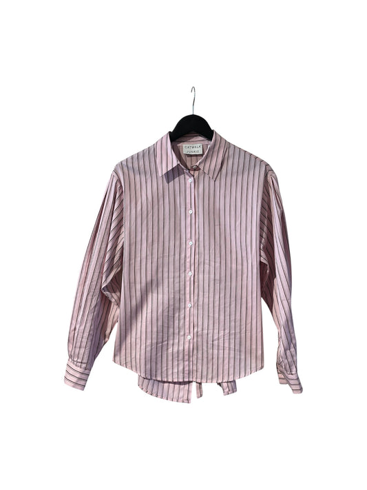 Blouse with open back - pink