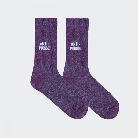 Chaussettes ANTI-POISSE paillettes - violette