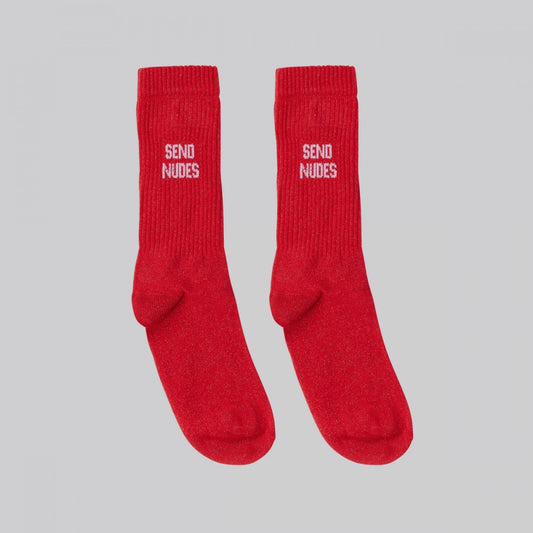 Chaussettes SEND NUDES paillettes - rouge