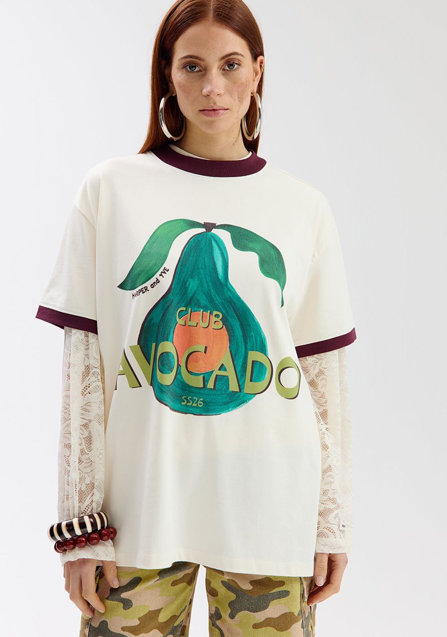 Tshirt Club avocado SS - Écru